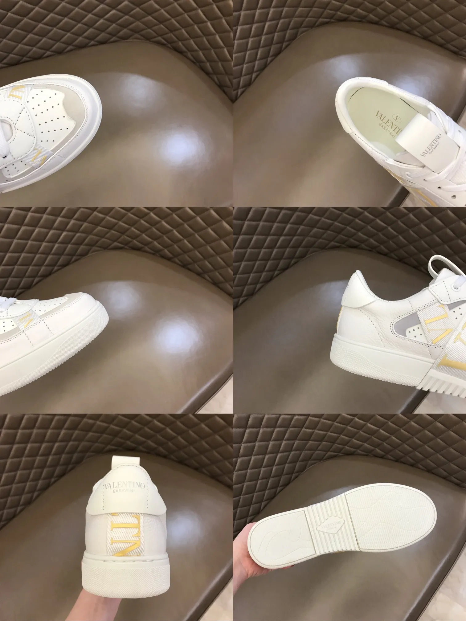 p440 "Valentin*" new spring and summer calfskin lace-up sneakers. No man should be able to refuse these shoes. The classic color scheme is so handsome! Purchase a high-precision replica of the original version to instantly sell off the market currency! 6 VLTN logo rubber effect straps - Valentino Garavani Logo printed on the back and tongue, all materials are customized to ensure quality! Size: 38-44